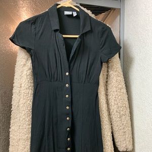 Black mini button down dress